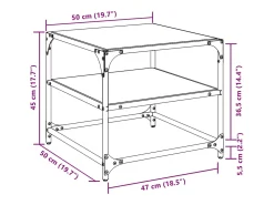 2 pcs Mesas de centro | Mesa de apoio | Mesa de café c/ topo em vidro 50x50x45 cm aço^ Mesa De Centro