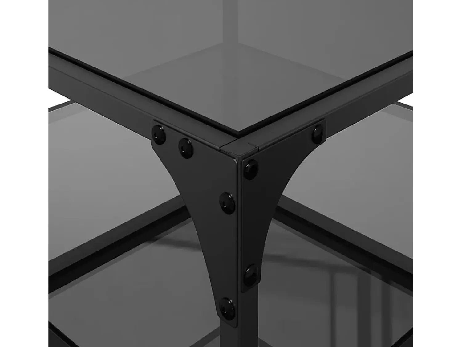 2 pcs Mesas de centro | Mesa de apoio | Mesa de café c/ topo em vidro 50x50x45 cm aço^ Mesa De Centro