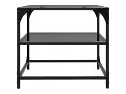 2 pcs Mesas de centro | Mesa de apoio | Mesa de café c/ topo em vidro 50x50x45 cm aço^ Mesa De Centro