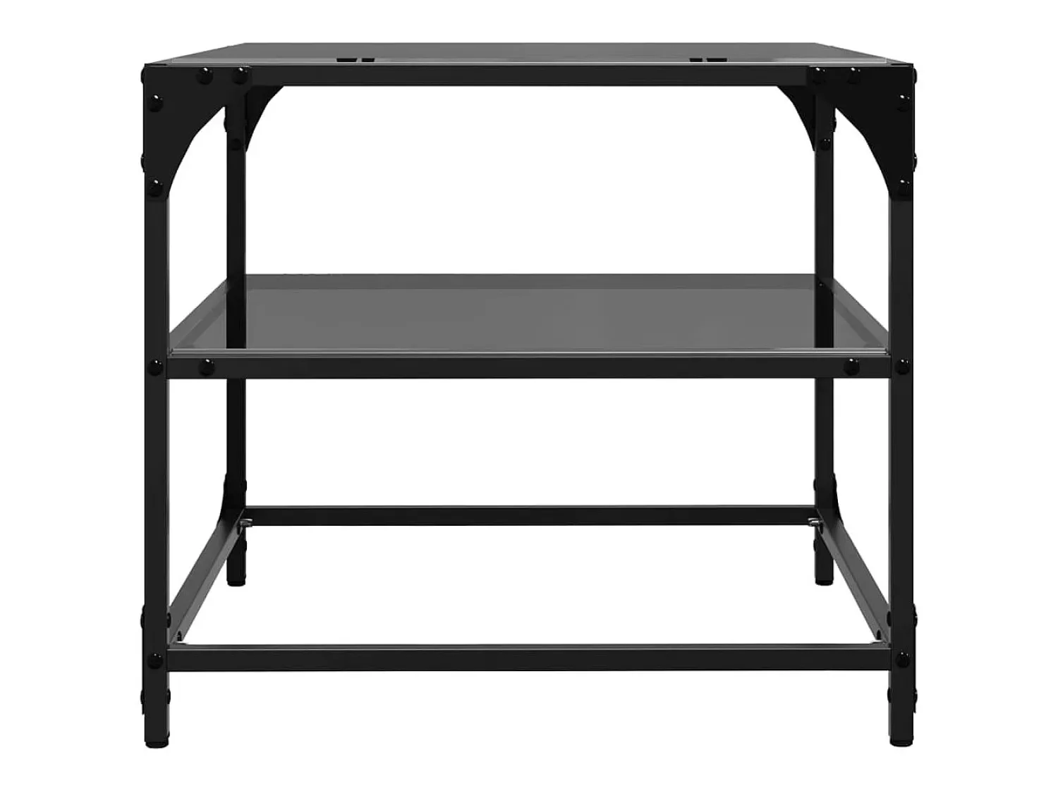 2 pcs Mesas de centro | Mesa de apoio | Mesa de café c/ topo em vidro 50x50x45 cm aço^ Mesa De Centro