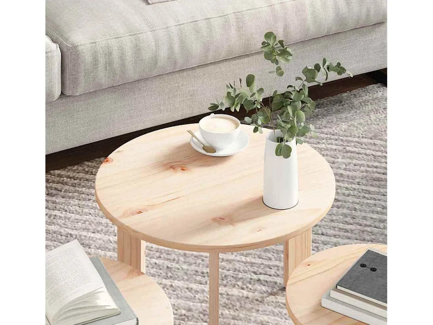 Mesa De Centro| 3 pcs Mesas de centro | Mesa de apoio | Mesa de café Natural 47.5x47.5x27 cm Castanho