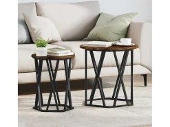Mesa De Centro* 2 pcs Mesas de centro | Mesa de apoio | Mesa de café Carvalho fumado 50x50x50 cm Castanho