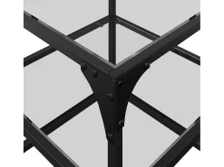 2 pcs Mesas de centro | Mesa de apoio | Mesa de café c/ topo vidro 40x40x45cm aço^ Mesa De Centro