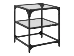 2 pcs Mesas de centro | Mesa de apoio | Mesa de café c/ topo vidro 40x40x45cm aço^ Mesa De Centro