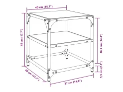 2 pcs Mesas de centro | Mesa de apoio | Mesa de café c/ topo vidro 40x40x45cm aço^ Mesa De Centro