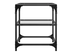 2 pcs Mesas de centro | Mesa de apoio | Mesa de café c/ topo vidro 40x40x45cm aço^ Mesa De Centro