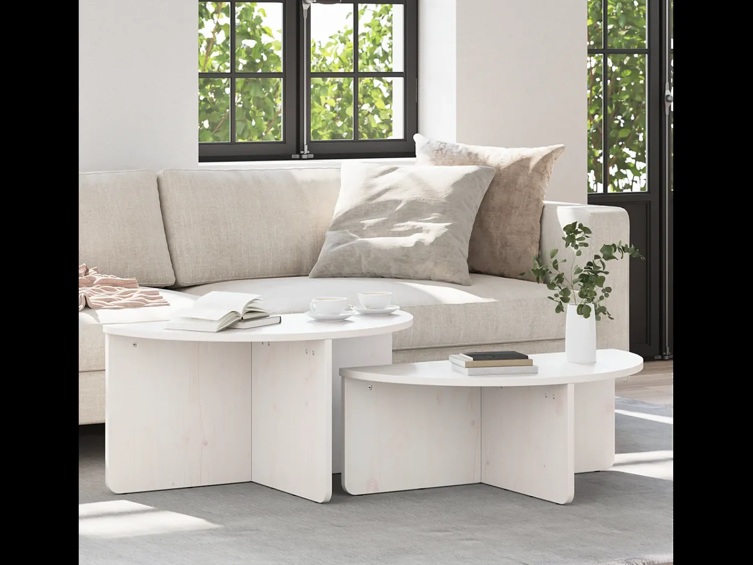 2 pcs Mesas de centro | Mesa de apoio | Mesa de café 79x39.5x40 cm^ Mesa De Centro
