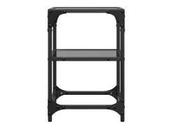 2 pcs Mesas de centro | Mesa de apoio | Mesa de café c/ tampo em vidro 30x30x45 cm aço^ Mesa De Centro