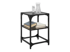 2 pcs Mesas de centro | Mesa de apoio | Mesa de café c/ tampo em vidro 30x30x45 cm aço^ Mesa De Centro