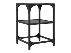 2 pcs Mesas de centro | Mesa de apoio | Mesa de café c/ tampo em vidro 30x30x45 cm aço^ Mesa De Centro