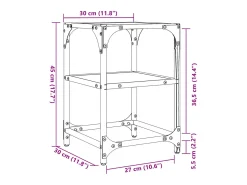 2 pcs Mesas de centro | Mesa de apoio | Mesa de café c/ tampo em vidro 30x30x45 cm aço^ Mesa De Centro