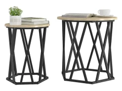 Mesa De Centro* 2 pcs Mesas de centro | Mesa de apoio | Mesa de café Carvalho sonoma 50x50x50 cm Castanho