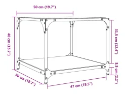 Mesa De Centro| 2 pcs Mesas de centro | Mesa de apoio | Mesa de café c/ topo em vidro 50x50x40 cm aço Preto
