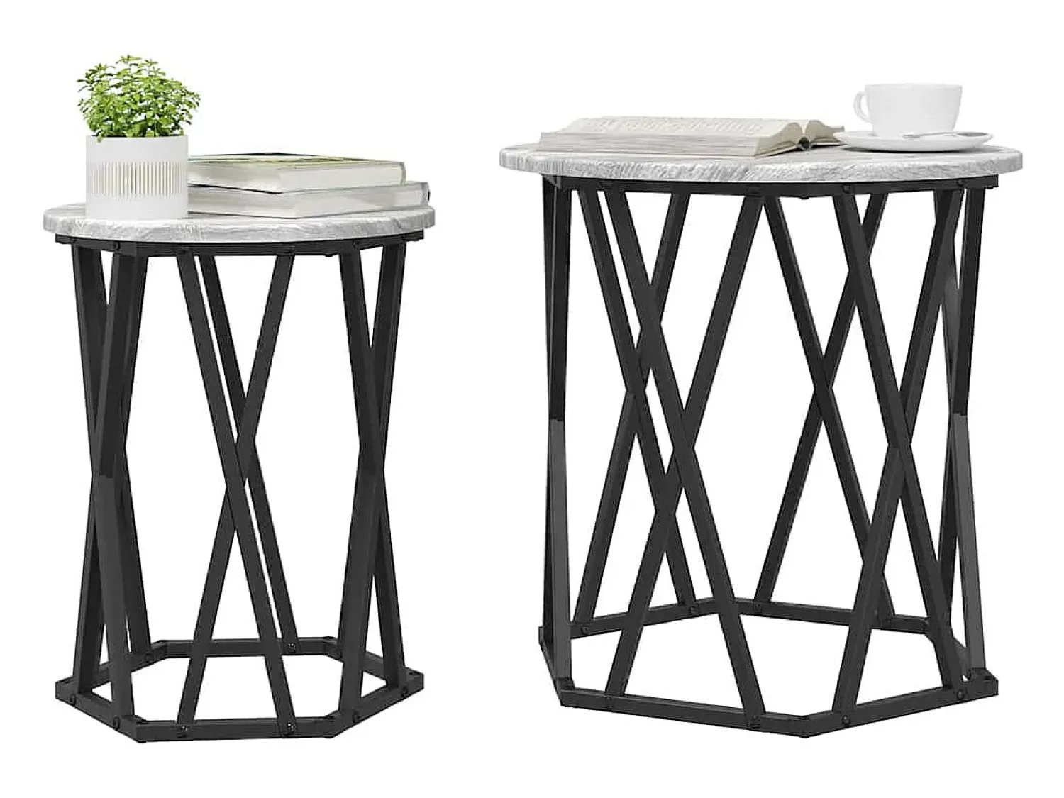 2 pcs Mesas de centro | Mesa de apoio | Mesa de café Sonoma 50x50x50 cm^ Mesa De Centro