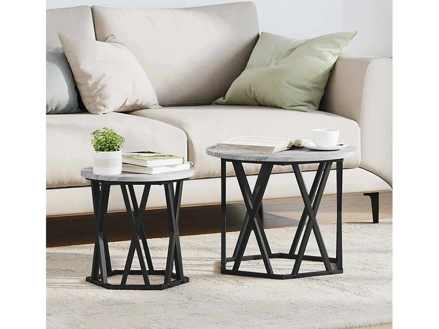 2 pcs Mesas de centro | Mesa de apoio | Mesa de café Sonoma 50x50x50 cm^ Mesa De Centro