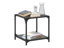 Best 2 pcs Mesas de centro | Mesa de apoio | Mesa de café c/ topo em vidro 40x40x40 cm aço Preto