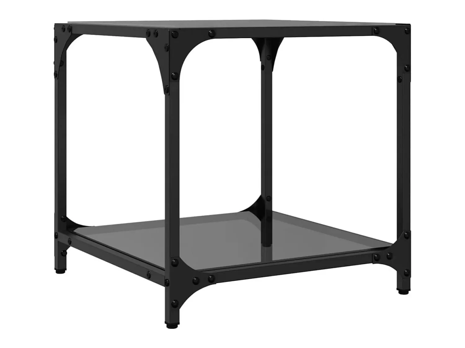 Best 2 pcs Mesas de centro | Mesa de apoio | Mesa de café c/ topo em vidro 40x40x40 cm aço Preto