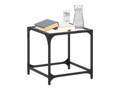 Hot 2 pcs Mesas de centro | Mesa de apoio | Mesa de café c/ topo vidro 40x40x40cm aço Transparente
