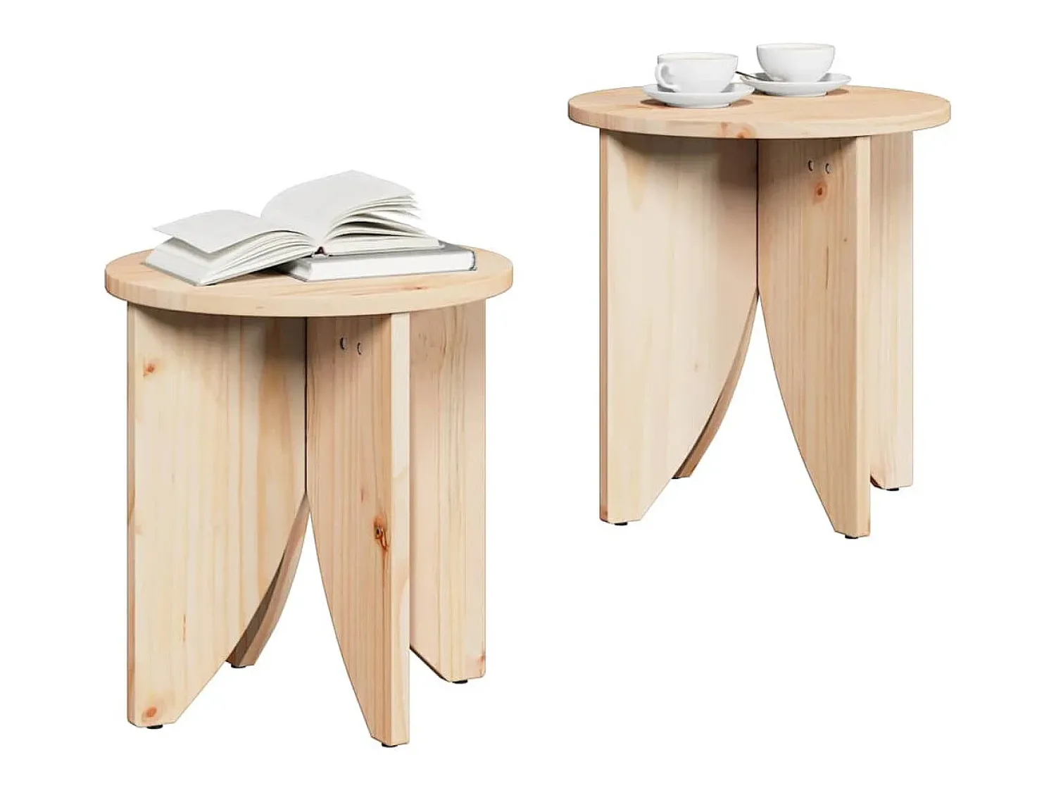 New 2 pcs Mesas de centro | Mesa de apoio | Mesa de café Natural 41.5x41.5x44 cm Castanho