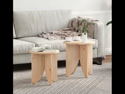 New 2 pcs Mesas de centro | Mesa de apoio | Mesa de café Natural 41.5x41.5x44 cm Castanho