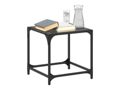 2 pcs Mesas de centro | Mesa de apoio | Mesa de café c/ topo em vidro 40x40x40 cm aço^ Mesa De Centro