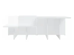 Best 2 pcs Mesas de centro | Mesa de apoio | Mesa de café derivados de madeira brilhante Branco