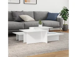 Best 2 pcs Mesas de centro | Mesa de apoio | Mesa de café derivados de madeira brilhante Branco