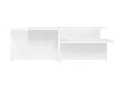 Best 2 pcs Mesas de centro | Mesa de apoio | Mesa de café derivados de madeira brilhante Branco
