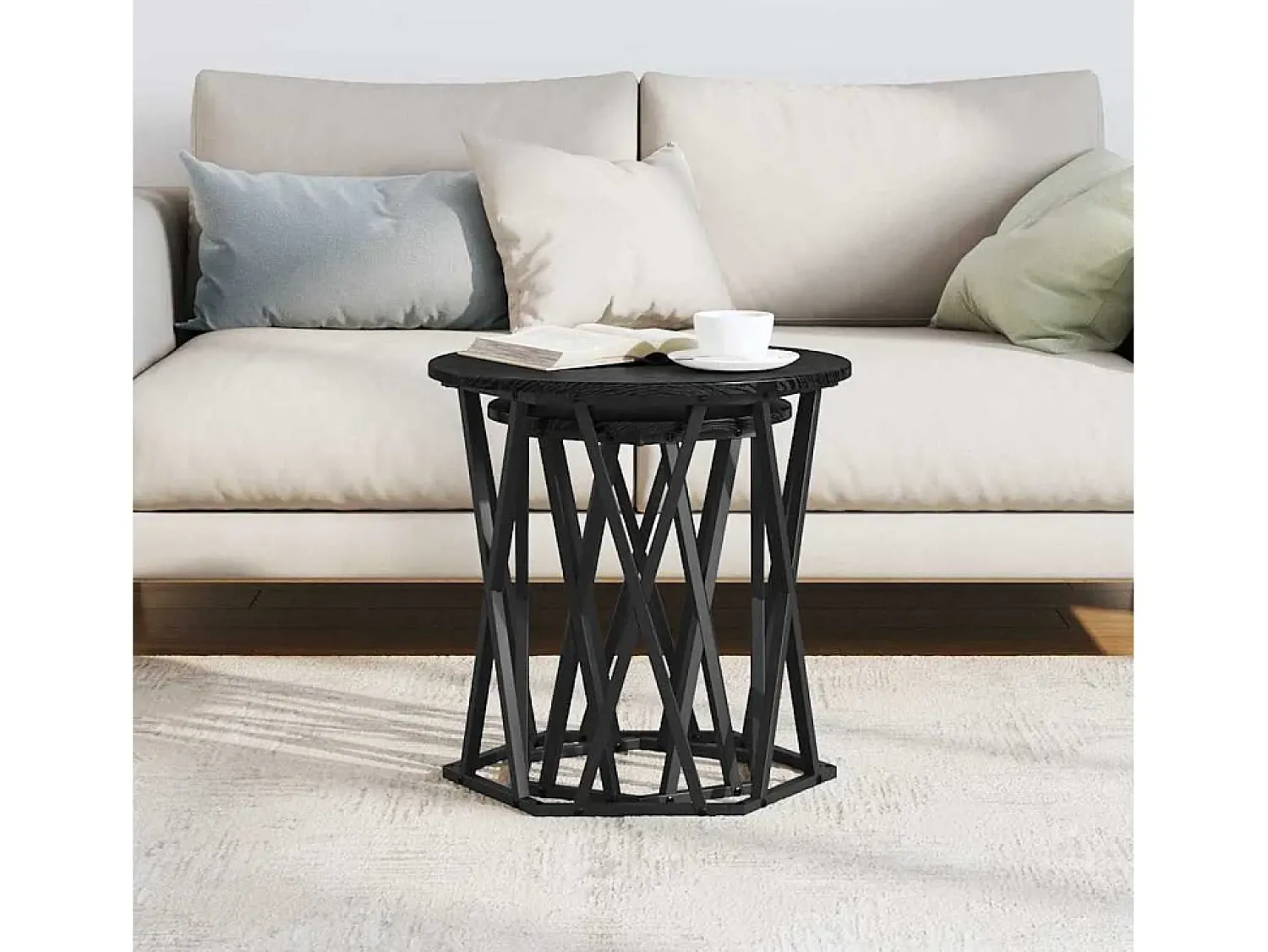 Mesa De Centro| 2 pcs Mesas de centro | Mesa de apoio | Mesa de café Carvalho 50x50x50 cm Preto