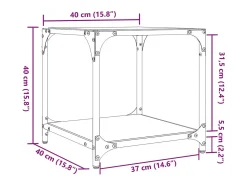 Clearance 2 pcs Mesas de centro | Mesa de apoio | Mesa de café c/ topo vidro 40x40x40cm aço Transparente