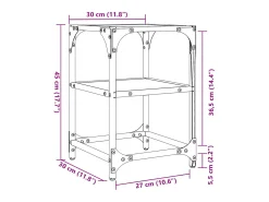 Mesa De Centro* 2 pcs Mesas de centro | Mesa de apoio | Mesa de café c/ tampo vidro 30x30x45cm aço Transparente