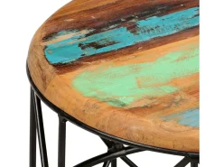 New 2 pcs Mesas de centro | Mesa de apoio | Mesa de café madeira recuperada maciça Multicor