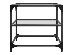 2 pcs Mesas de centro | Mesa de apoio | Mesa de café c/ topo vidro 50x50x45cm aço Transparente