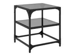 2 pcs Mesas de centro | Mesa de apoio | Mesa de café c/ topo em vidro 40x40x45 cm aço^ Mesa De Centro