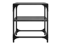 2 pcs Mesas de centro | Mesa de apoio | Mesa de café c/ topo em vidro 40x40x45 cm aço^ Mesa De Centro