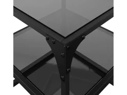 2 pcs Mesas de centro | Mesa de apoio | Mesa de café c/ topo em vidro 40x40x45 cm aço^ Mesa De Centro