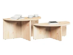 Mesa De Centro* 2 pcs Mesas de centro | Mesa de apoio | Mesa de café Natural 79x39.5x40 cm Castanho