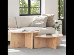 Mesa De Centro* 2 pcs Mesas de centro | Mesa de apoio | Mesa de café Natural 79x39.5x40 cm Castanho