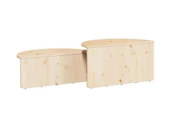 Mesa De Centro* 2 pcs Mesas de centro | Mesa de apoio | Mesa de café Natural 79x39.5x40 cm Castanho