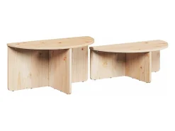 Mesa De Centro* 2 pcs Mesas de centro | Mesa de apoio | Mesa de café Natural 79x39.5x40 cm Castanho