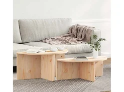 Mesa De Centro* 2 pcs Mesas de centro | Mesa de apoio | Mesa de café Natural 79x39.5x40 cm Castanho