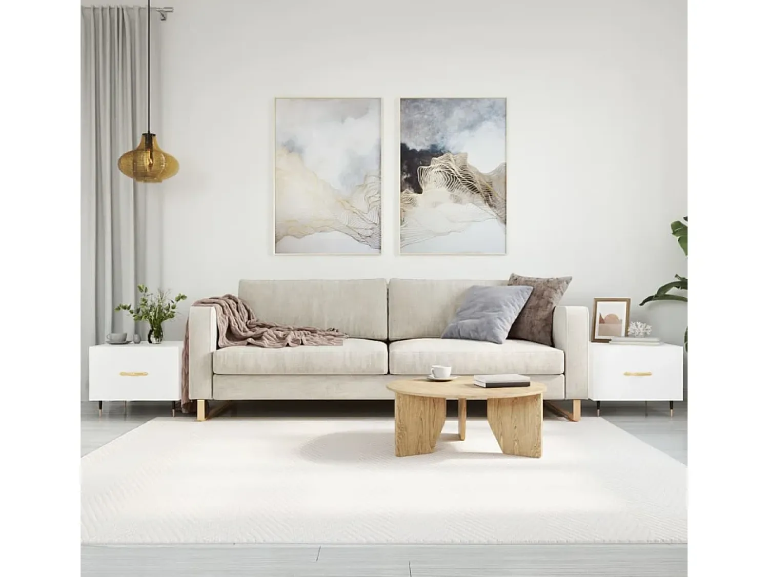 Mesa De Centro| 2 pcs Mesas de centro | Mesa de apoio | Mesa de café 50x50x40 cm brilhante Branco