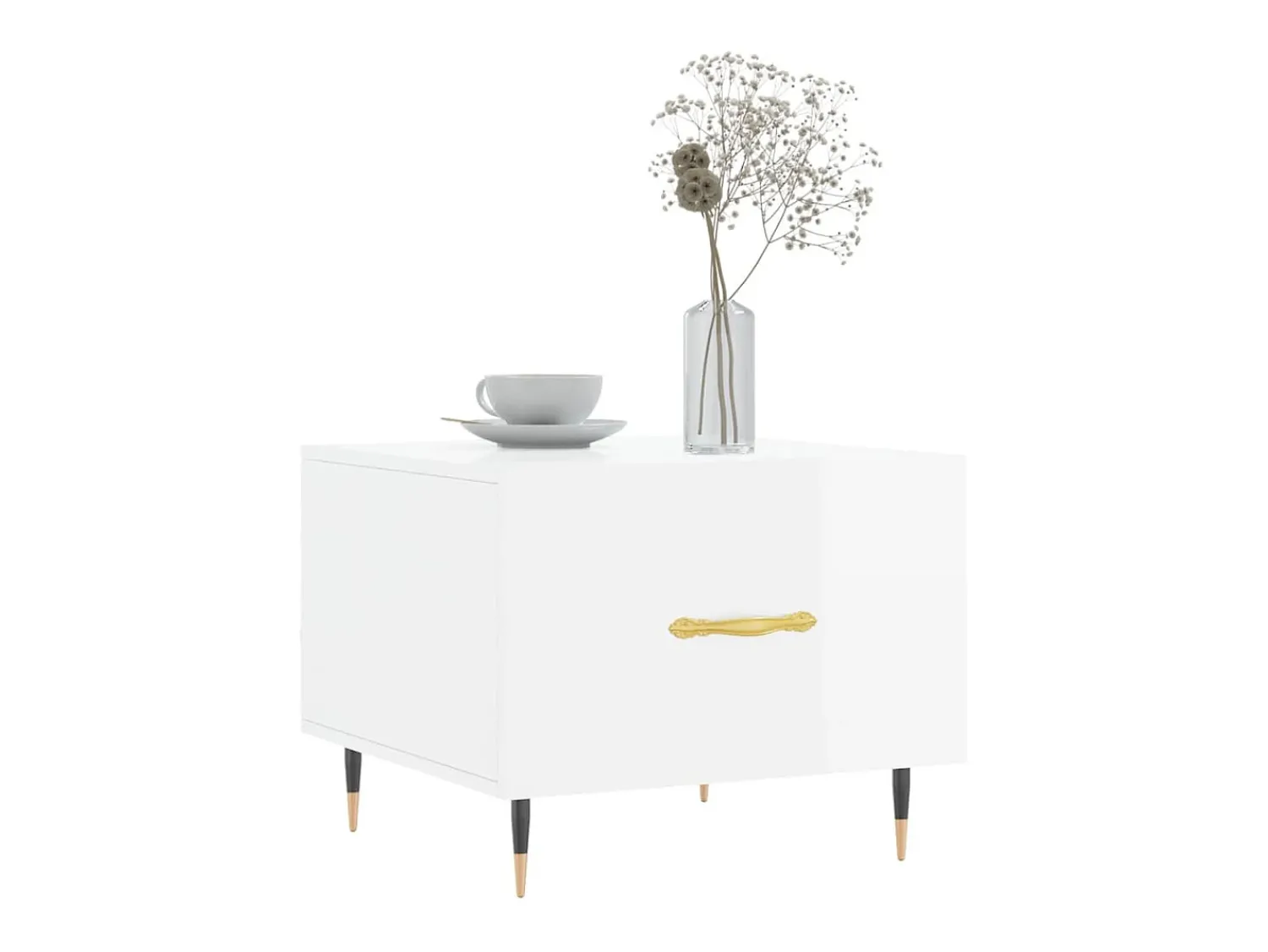 Mesa De Centro| 2 pcs Mesas de centro | Mesa de apoio | Mesa de café 50x50x40 cm brilhante Branco
