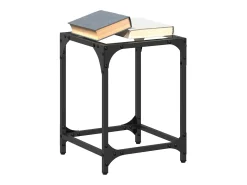 Outlet 2 pcs Mesas de centro | Mesa de apoio | Mesa de café c/ topo vidro 30x30x40cm aço Transparente