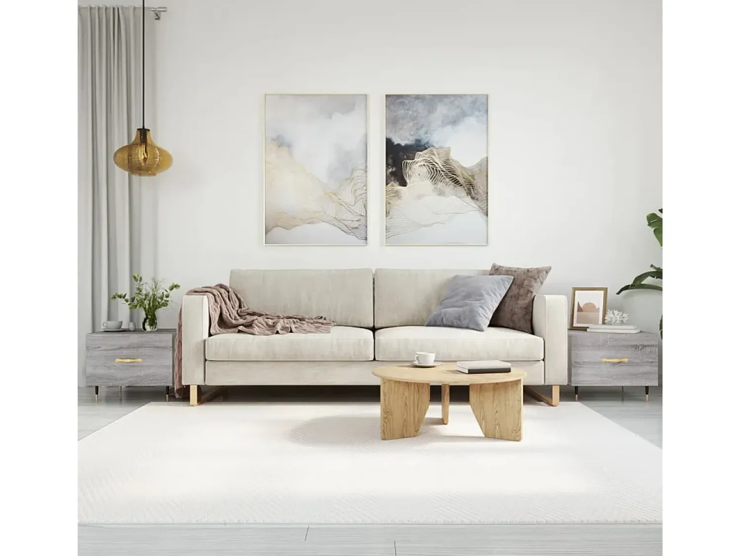 Mesa De Centro* 2 pcs Mesas de centro | Mesa de apoio | Mesa de café 50x50x40 cm madeira proc. sonoma cinza Cinzento