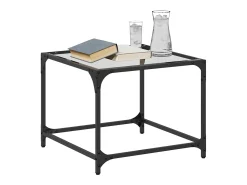 Mesa De Centro* 2 pcs Mesas de centro | Mesa de apoio | Mesa de café c/ topo vidro 50x50x40cm aço Transparente