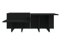 Mesa De Centro* 2 pcs Mesas de centro | Mesa de apoio | Mesa de café derivados de madeira Preto