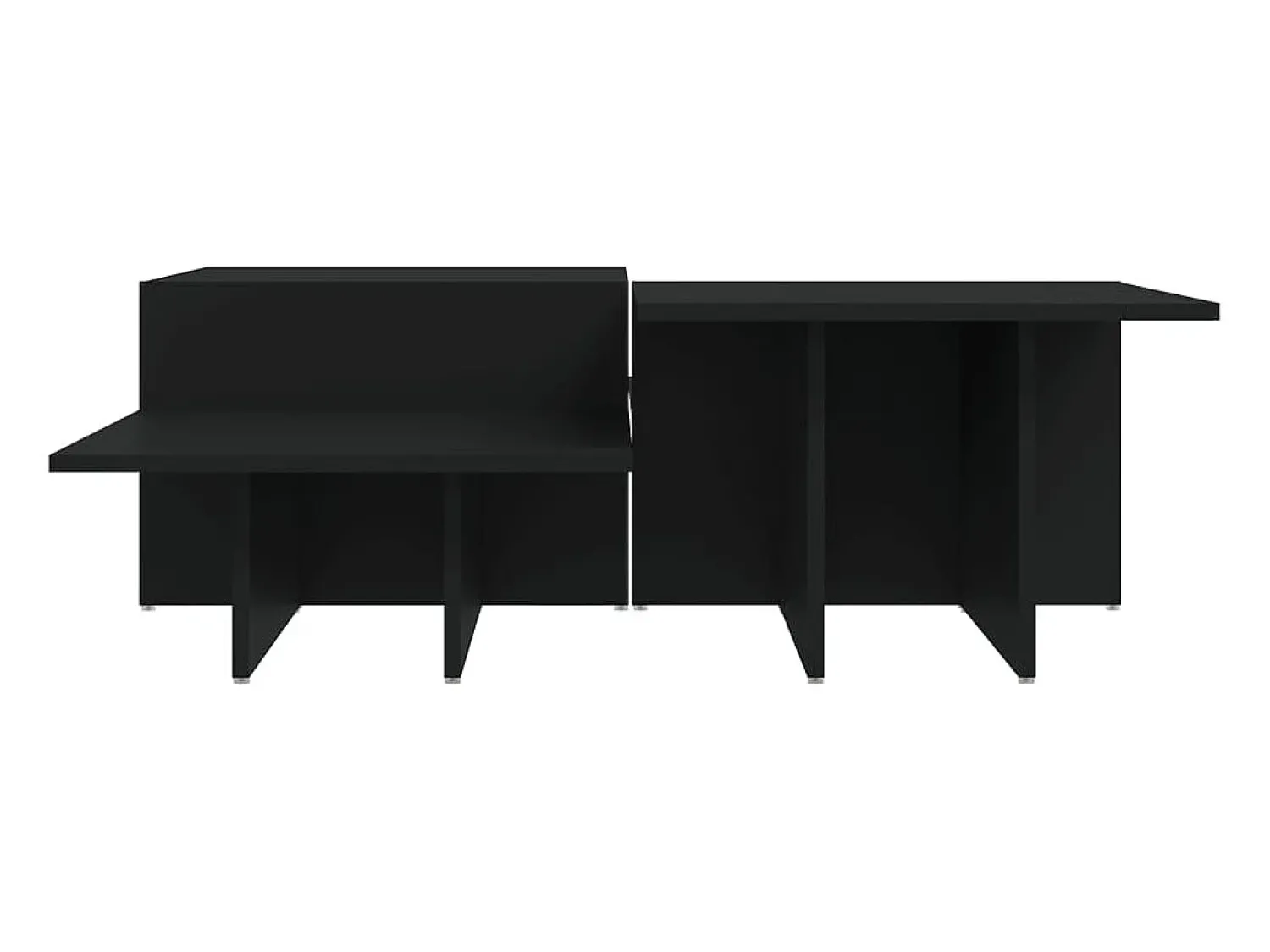Mesa De Centro* 2 pcs Mesas de centro | Mesa de apoio | Mesa de café derivados de madeira Preto