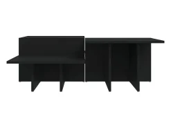 Mesa De Centro* 2 pcs Mesas de centro | Mesa de apoio | Mesa de café derivados de madeira Preto