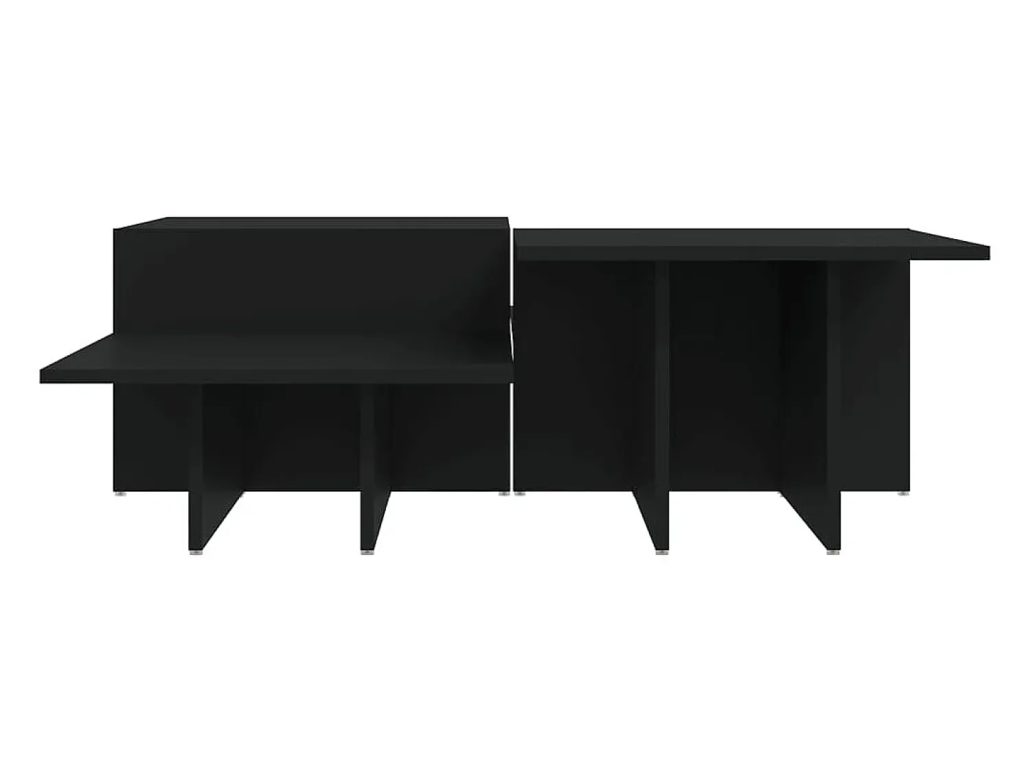 Mesa De Centro* 2 pcs Mesas de centro | Mesa de apoio | Mesa de café derivados de madeira Preto